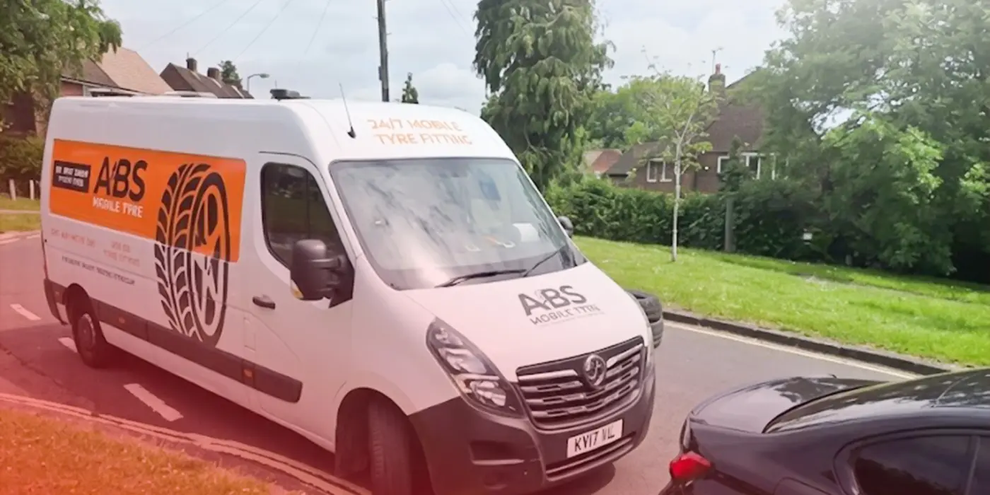 The ABS Tyres mobile tyre fitting van parked at the roadside